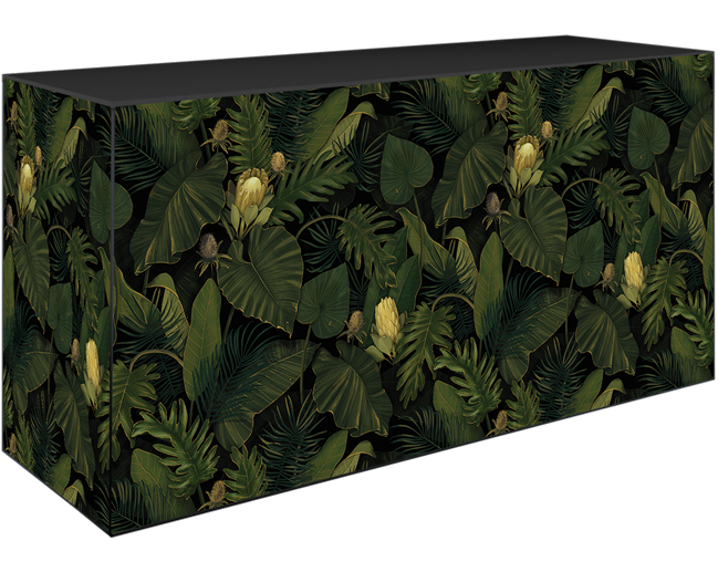 Art Series Food Station Counter - Jungle Green - Black Top - 60 x 180 x 90cm H